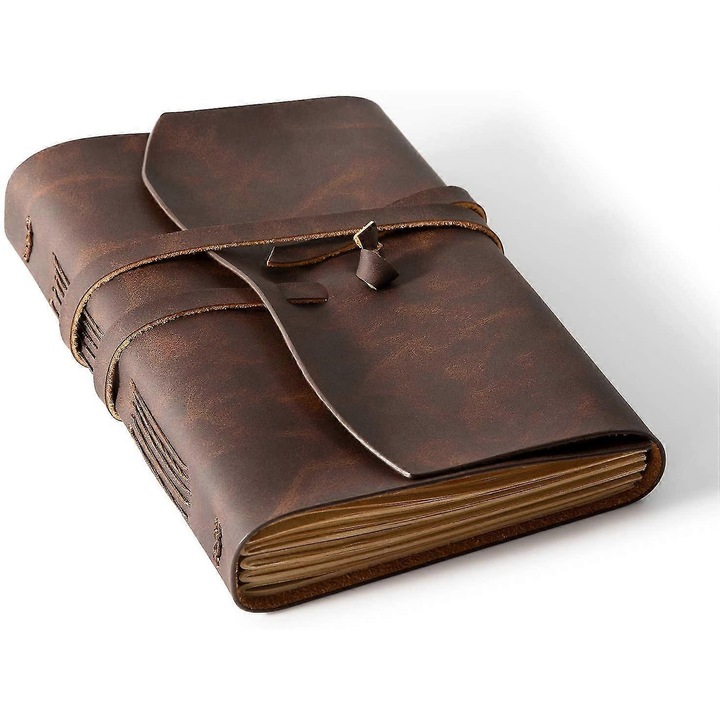 Jurnal din piele naturala, coperta moale, 200 pagini liniate, 15x21cm