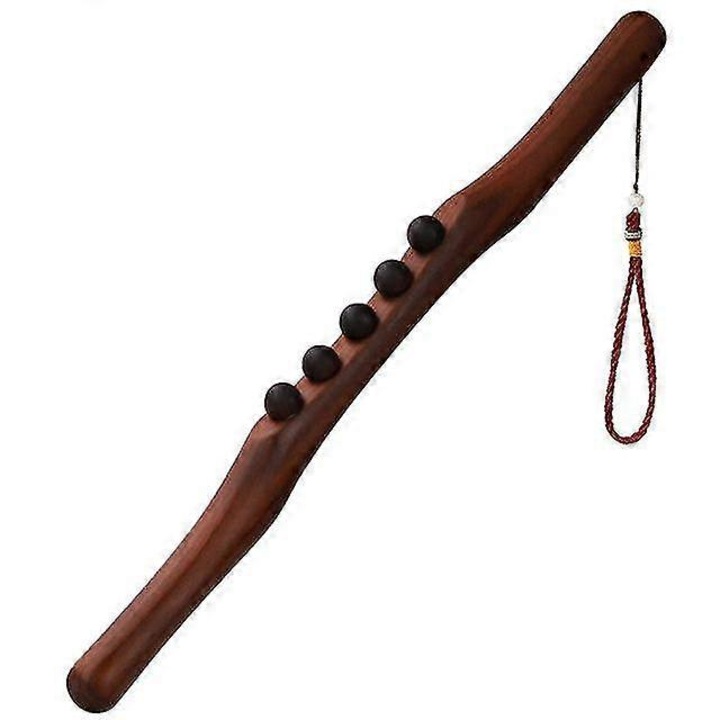 Baston Gua Sha lemn fag 48cm pentru masaj relaxare corp multiregional