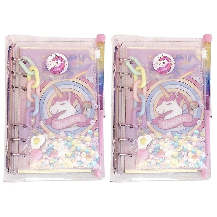 Set 2 caiete carton, unicorn, 19.5x12.5x3cm, alb