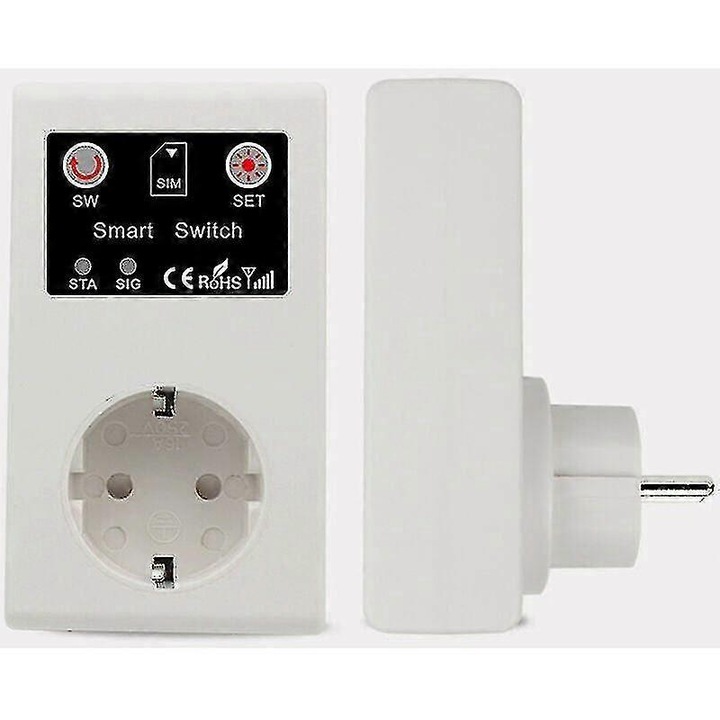 Интелигентен контакт с GSM управление, бял, 11.3x7.7x6.5см