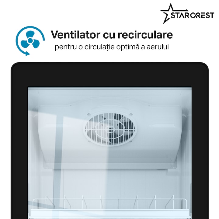 Vitrina frigorifica profesionala STARCREST SPS-591BK, 591 L, Termostat reglabil, Iluminare LED, H 194.5 cm, Negru