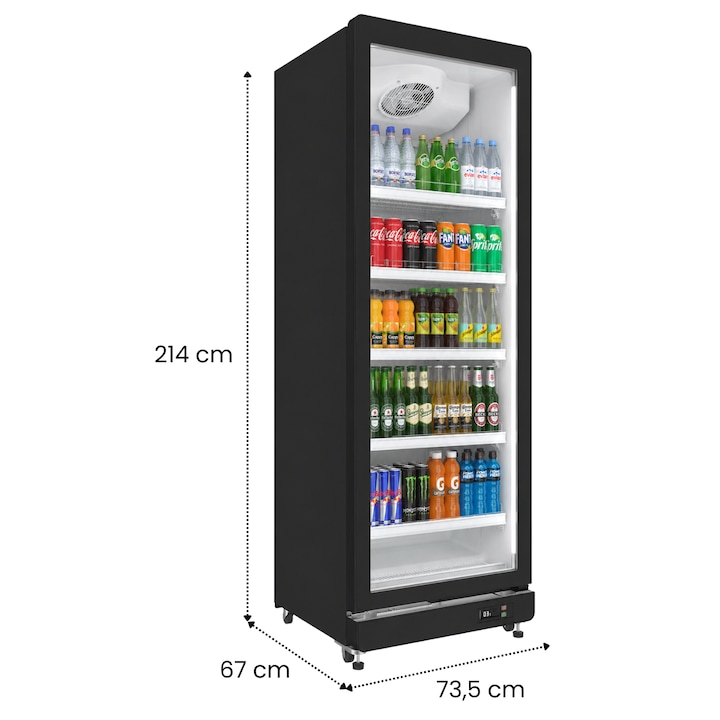 Vitrina frigorifica profesionala STARCREST SPS-591BK, 591 L, Termostat reglabil, Iluminare LED, H 194.5 cm, Negru