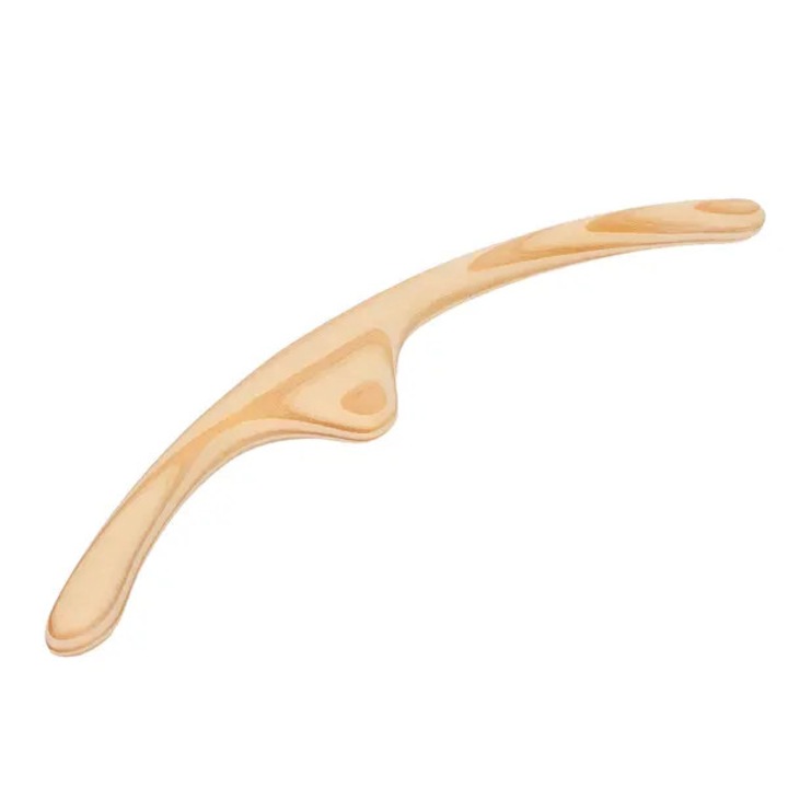 Baston masaj gua sha lemn natural cipru, relaxare musculara, drenaj limfatic, maro, 15x3cm