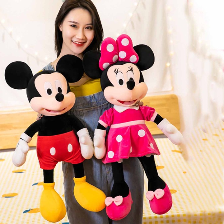SET Minnie si Mickey Mouse jucarii plus 60 cm / Minnie-Are-Rochita-Roz