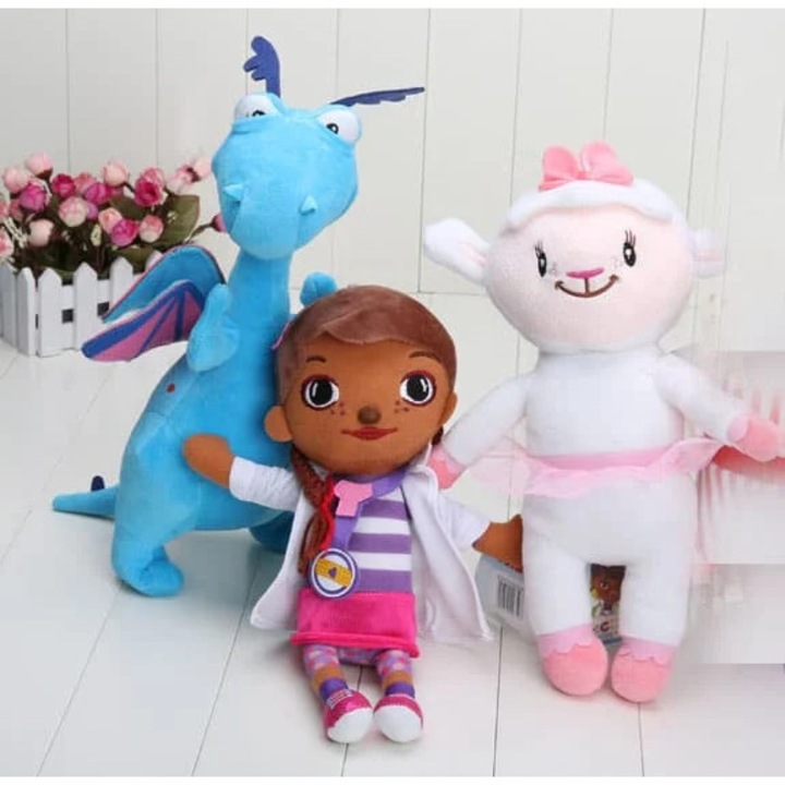Set 3 jucarii plus Doctorita Plusica: Dragonel, Lambie si Plusica