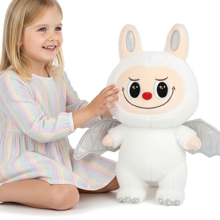 Jucarie de plus draguta DRAGON pentru copii si colectionari alb 45cm