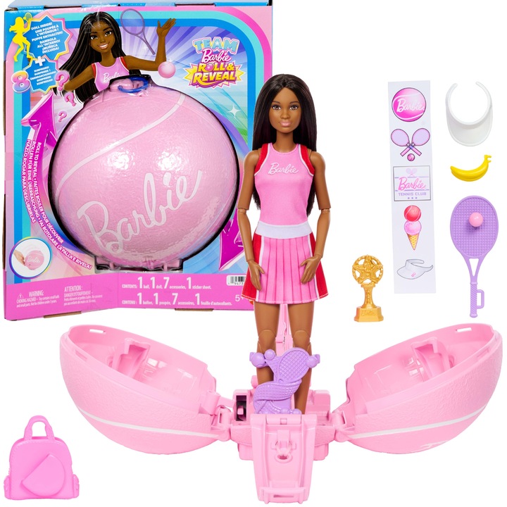 Barbie Team Roll and Reveal – Teniszező baba kiegészítőkkel