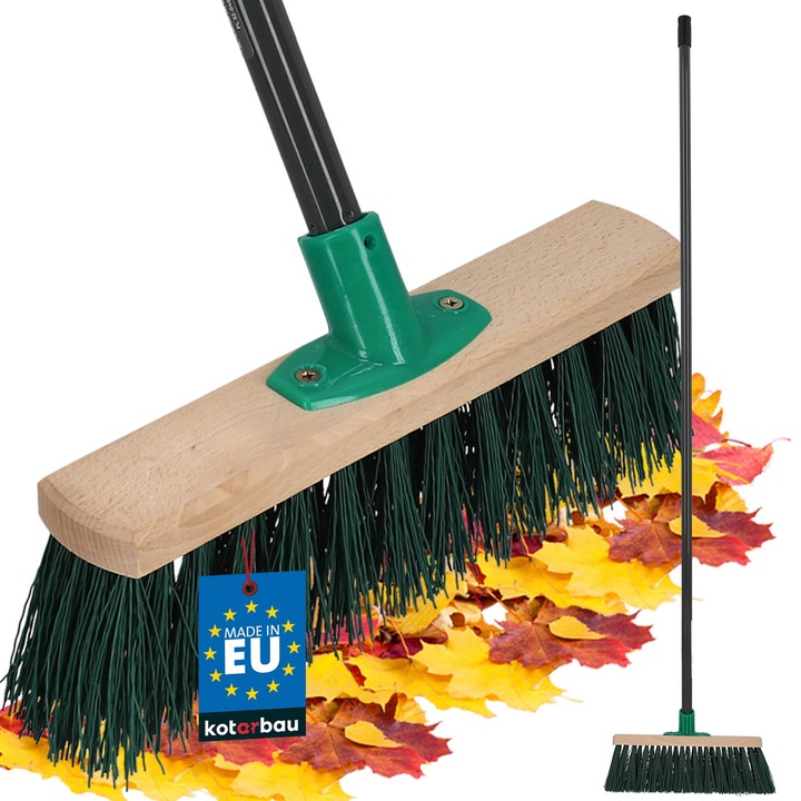 KOTARBAU® Perie, lemn de fag, 30 cm, verde, perie de exterior, perie pentru terasa, peri tari, cu maner din metal