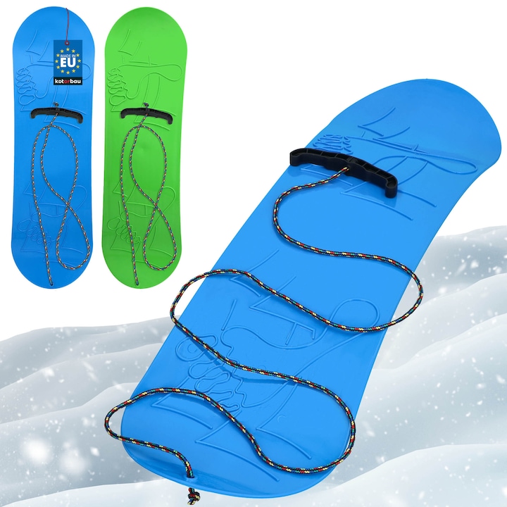 KOTARBAU® 2 darab Gyermek snowboard, PVC, 68x20 cm, Kék & Zöld, kötéllel, Hó szánkó, Gyermek szánkó, Tartós, Könnyű, Snowboard kötés nélkül