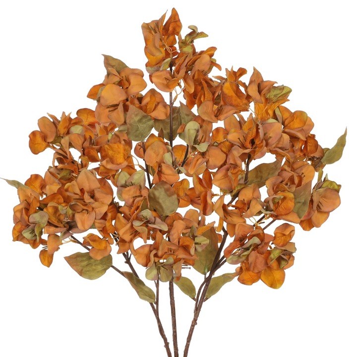 Oairse műbougainvillea virágok, 5 darabos szett, 75 cm, selyem, narancssárga, beltéri és kültéri dekorációk, hajlítható szárak