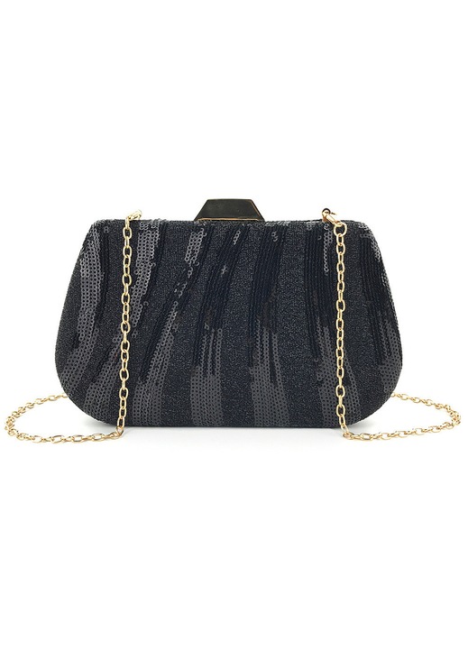 HERUSI clutch táska, flitteres, kék-fekete-ezüst, 20x12.2x5cm