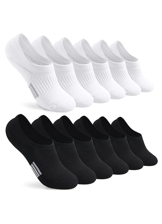 Sosete sport dama HERUSI, captusite, scurte, universalawqfqd, Negru | Alb, One Size