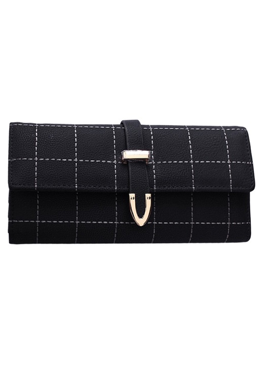Portofel dama HERUSI piele PU negru 20x10cm capacitate mare