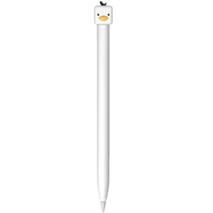 Husa siliconica HERUSI pentru Apple Pencil 1, design animal 3D, alb
