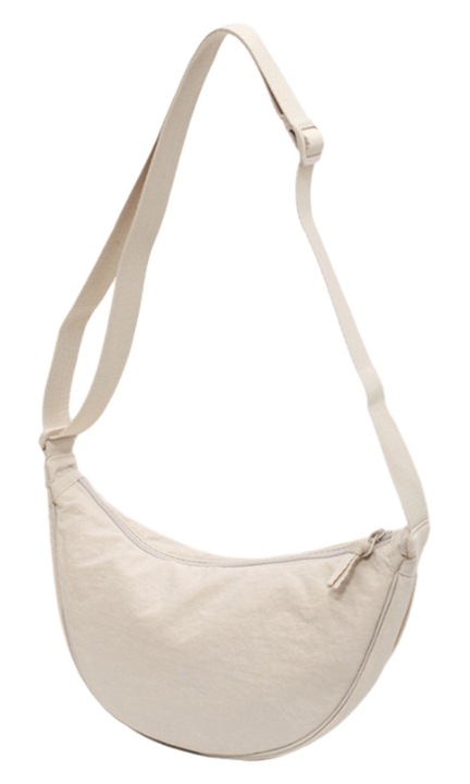 Geanta dama HERUSI vintage semiluna nylon negru 31x9x16cm