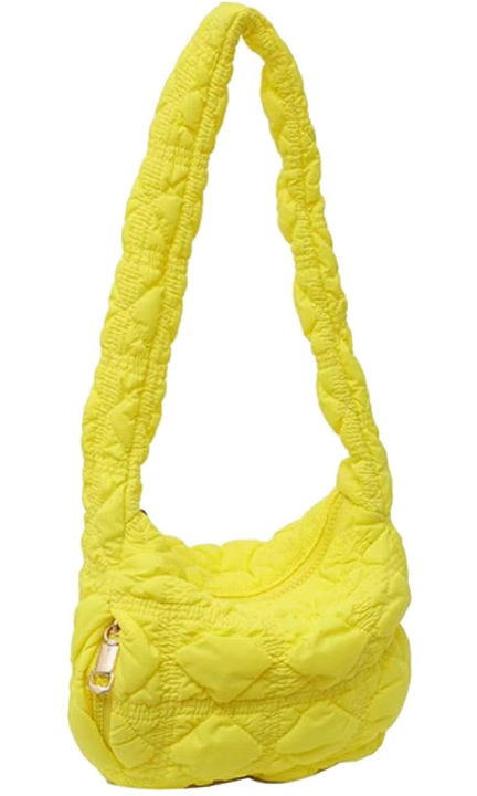 HERUSI női táska, nylon, steppelt, fekete, 25x20cm