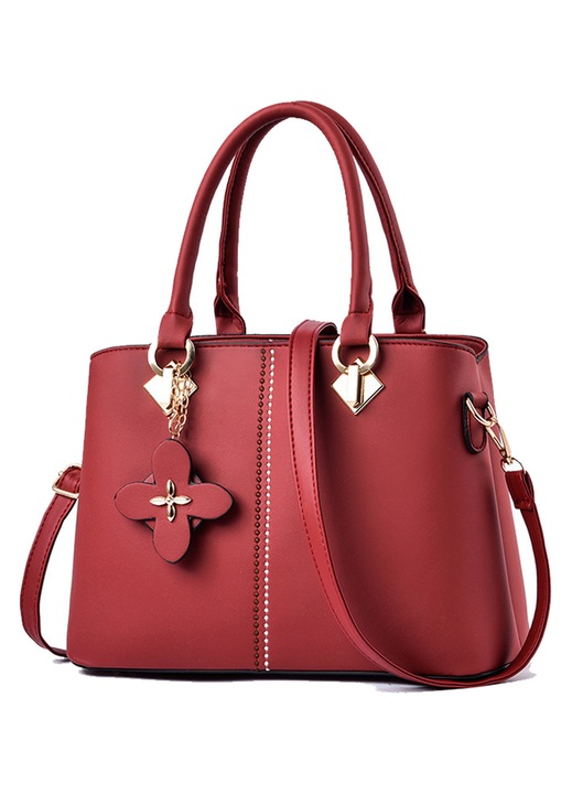 Дамска чанта HERUSI тип satchel от екологична кожа, черна