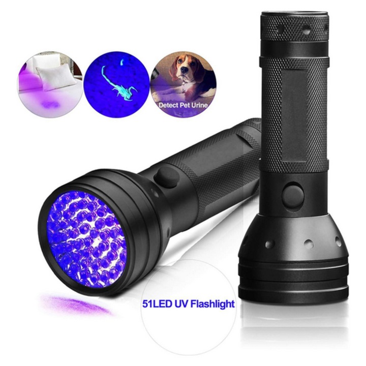Lanterna UV HERUSI, 51 LED, negru, compacta