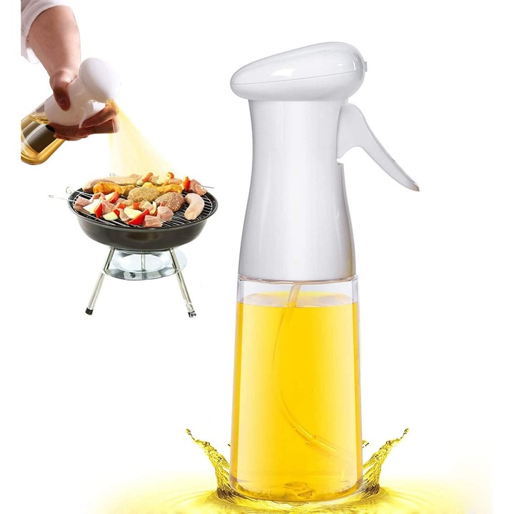 Sticla pulverizator ulei HERUSI multifunctionala, alb, 200ml