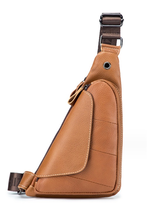 Geanta barbati HERUSI retro piele galben maro 20x3.5x30cm multifunctionala