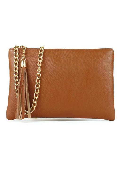Geanta plic piele naturala eleganta casual maro cognac