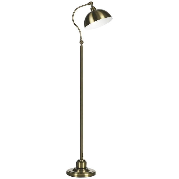 Lampadar vintage, reglabil, metal, bronz, 42x25.5x152cm