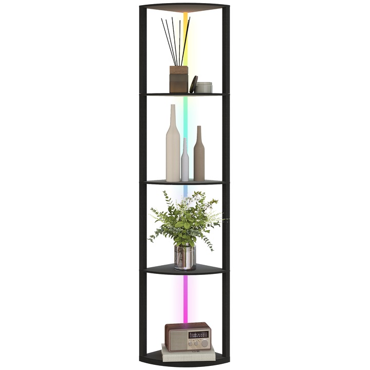 Lampadar coltar cu LED RGB, 5 etaje, telecomanda, alb, 42x29.5x163cm