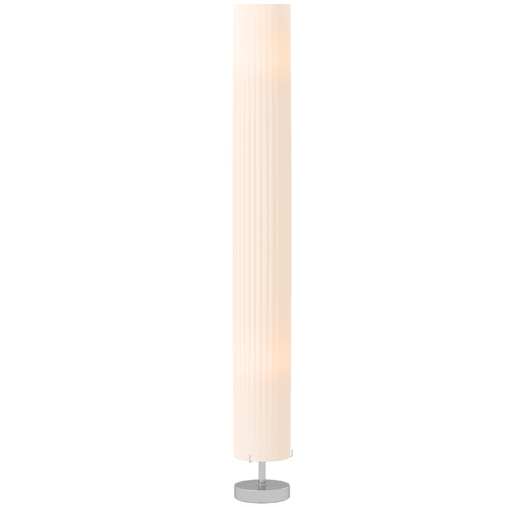 Lampadar cu abajur alb din material textil, cadru metalic, 14x14x120 cm