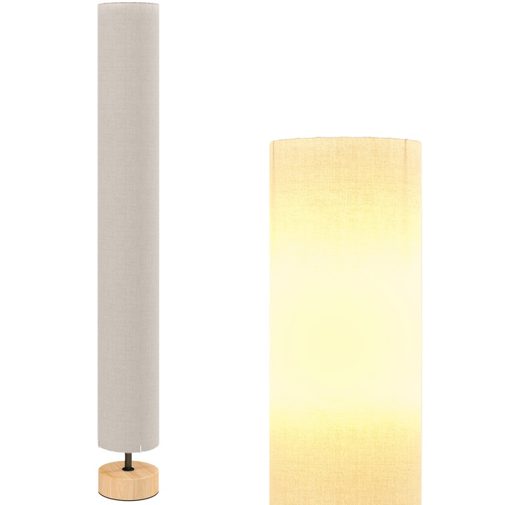 Lampadar modern, 2 puncte luminoase, bej, 15x15x120cm