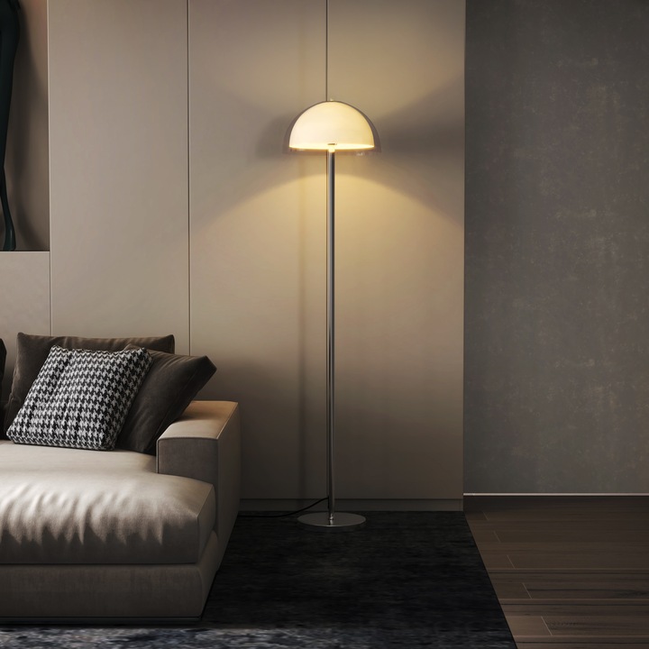Lampadar modern, metal si acril, alb, 35x150 cm