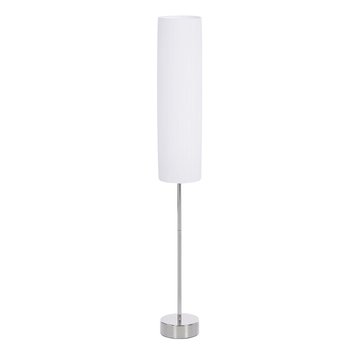 Lampadar modern, alb, 16x120cm, baza inox, comutator picior