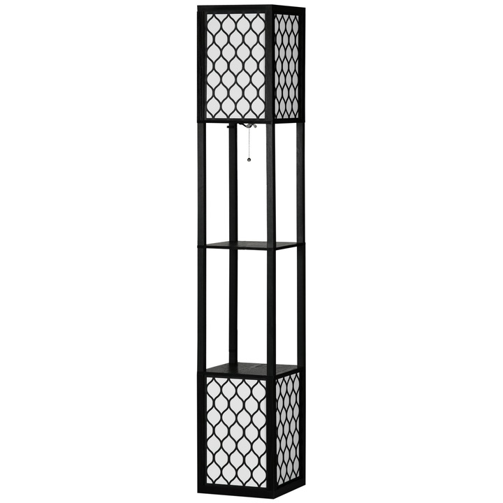 Lampadar modern cu 2 rafturi negru alb 26x26x156cm
