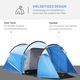 Cort camping 2-3 persoane, doua camere, albastru deschis, 426x206x154cm