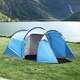 Cort camping 2-3 persoane, doua camere, albastru deschis, 426x206x154cm