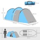 Cort camping 2-3 persoane, doua camere, albastru deschis, 426x206x154cm