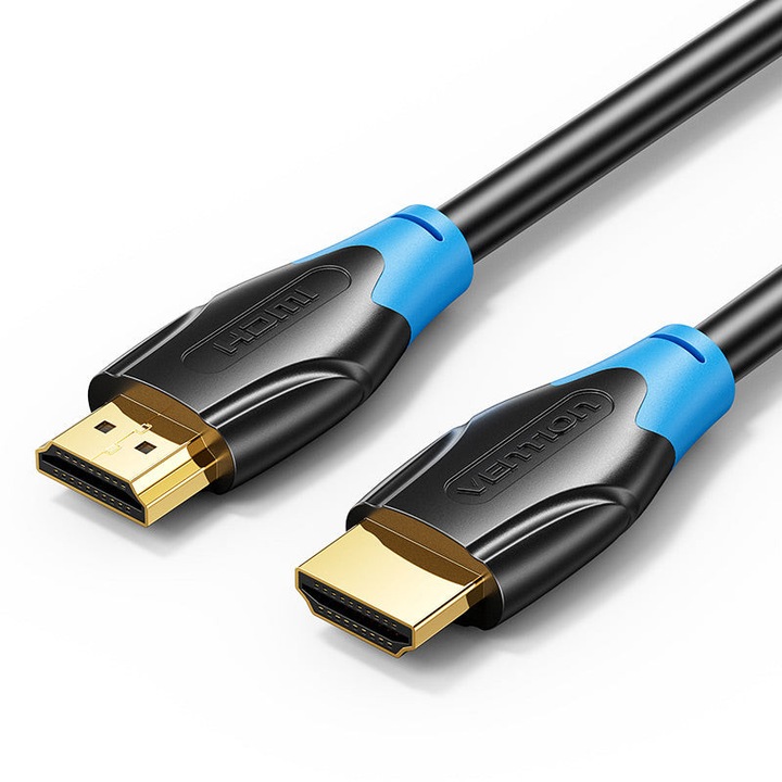 Cablu video Vention, HDMI (T) la HDMI (T), 5m, rezolutie 4K la 30Hz, conectori auriti, negru