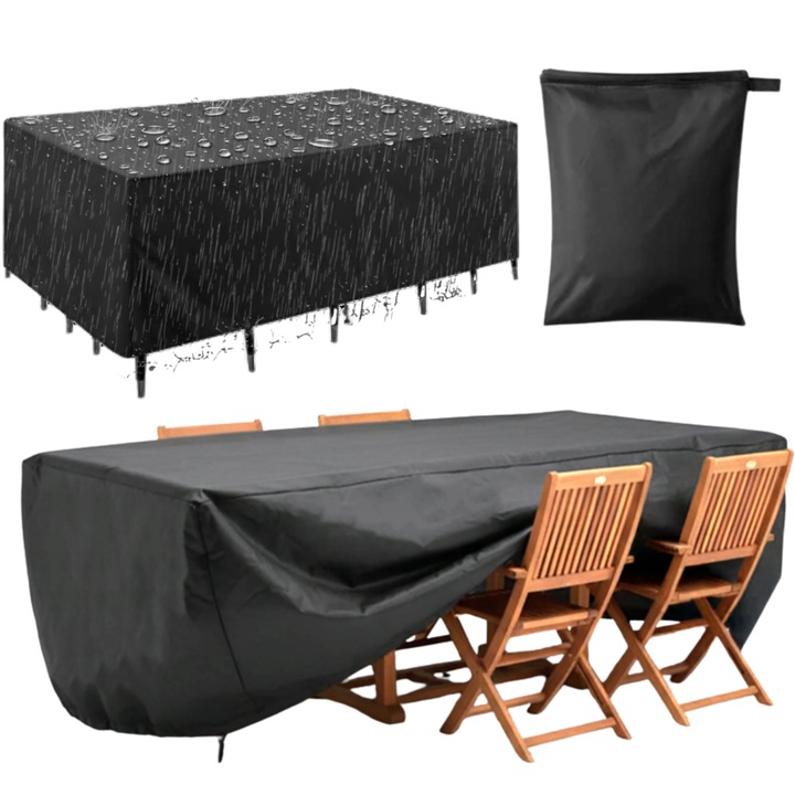 ZAXER kerti bútortakaró, poliuretán/PVC, 420D Oxford szövet, vízálló, 250x210x90 cm, fekete
