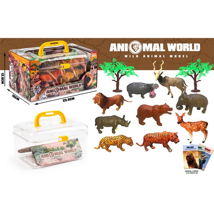 Комплект африкански животни, Armtoys, 9 бр., куфар