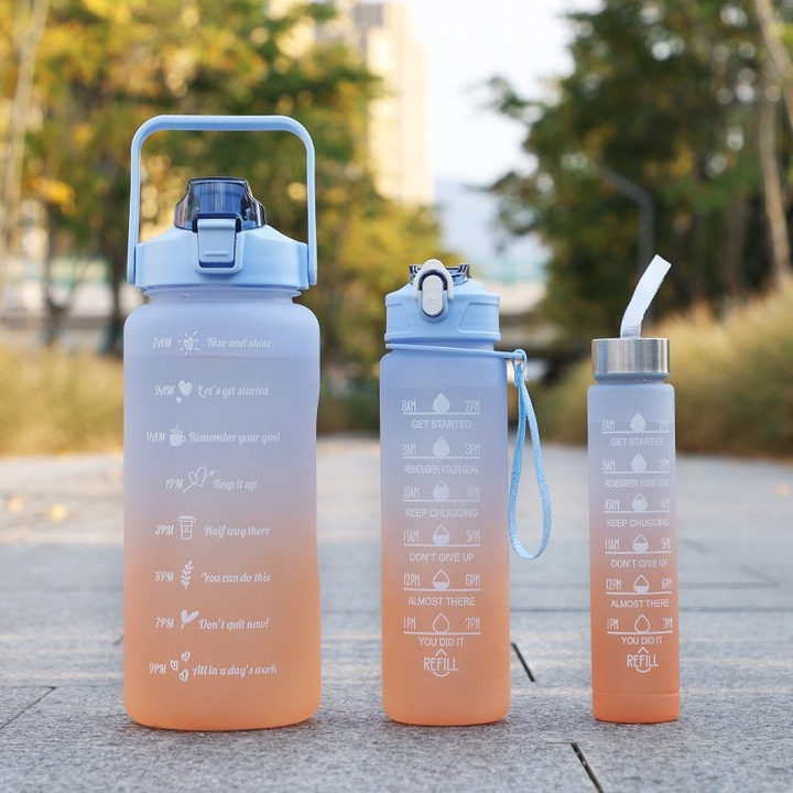 3 darabos műanyag pohár készlet, kék, 2Lx750MLx300ML