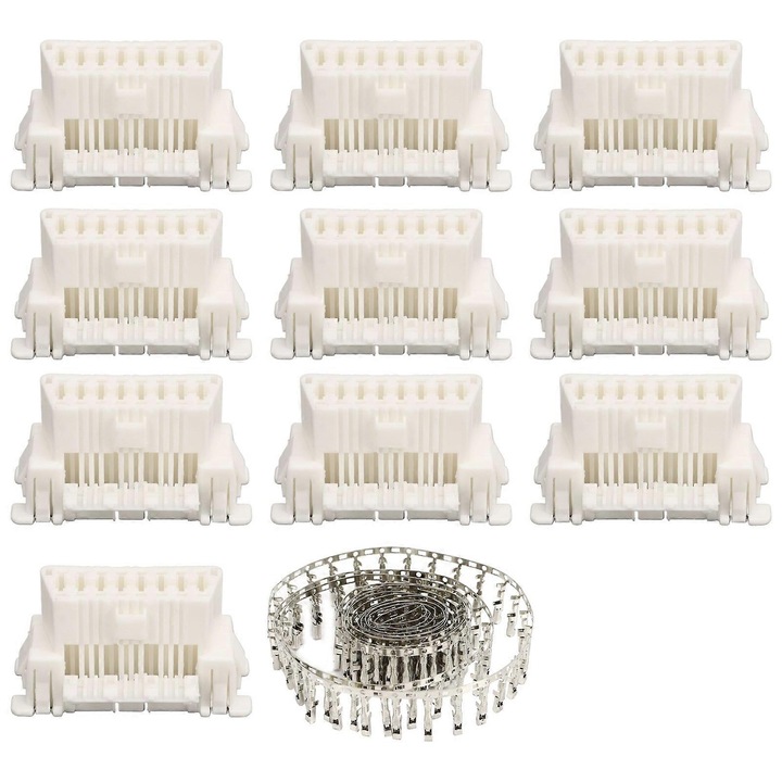 Set 10 conectori femele OBD2 16 pini, alb, 16x1cm