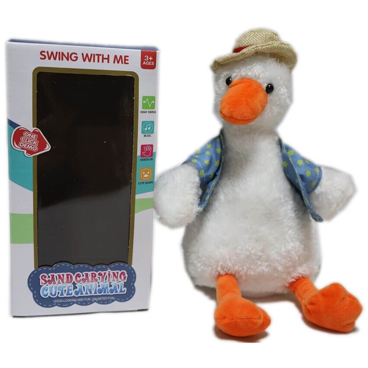 Танцуващо и пеещо плюшено бяло пате Armtoys с елече