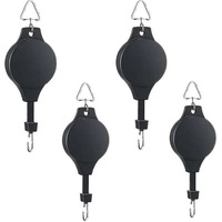 Set 4 suporturi retractabile pentru plante CO-k0228-260519-3728, cablu din nylon reglabil pana la 29.3 in, capacitate 1-15 kg, negru