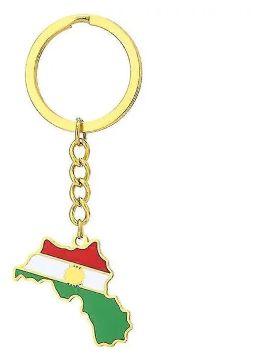 Kulcstartó HERUSI Kurdisztán térkép arany 3x2cm