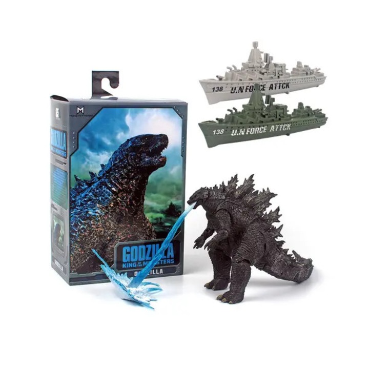 Figurina HERUSI Godzilla 18cm articulata cu nava de lupta