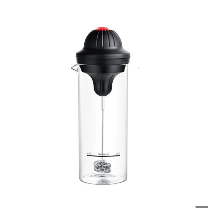 Mini hordozható mixer, elektromos tejhabosító, boroszilikát, rozsdamentes acél, 3V, 0.75W
