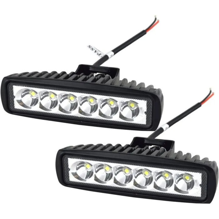 Set 2 lampi LED de lucru 18W, spot, rezistente, 15.2x5.5x4.5cm, multicolor