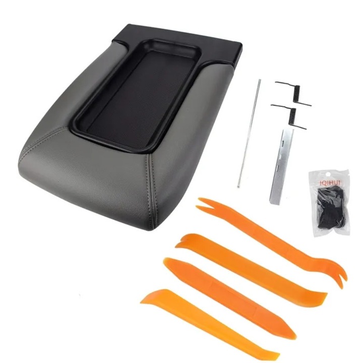 Cotiera auto piele, suport ergonomic, negru, universal 2001-2007