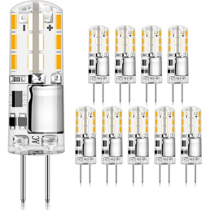 LED izzó G4 2W 3000K meleg fehér 36x10mm 10 db-os szett