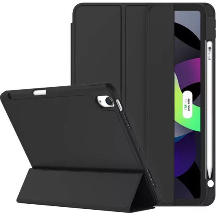 Husa pentru iPad Air 13 inchi M2 2024 cu suport pentru creion Suport ID-ul tactil si trezire/dormire automata Negru