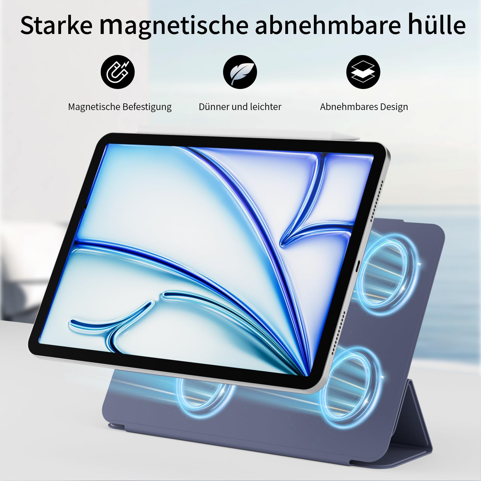 Husa Tableta, ZOYU, Pentru iPad Air 11/10.9 Inch, Stand Magnetic, Functie Auto Wake/Sleep, Mov